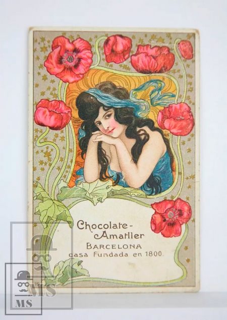 Cromos Litografiados de Gaspar Camps Modernismo Principios 1900 - Mujeres Modernistas y Motivos Florales