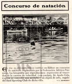 Press Clipping 1906 Nuevo Mundo Sheet - Swimming Competition, Bilbao, Apolo Cela