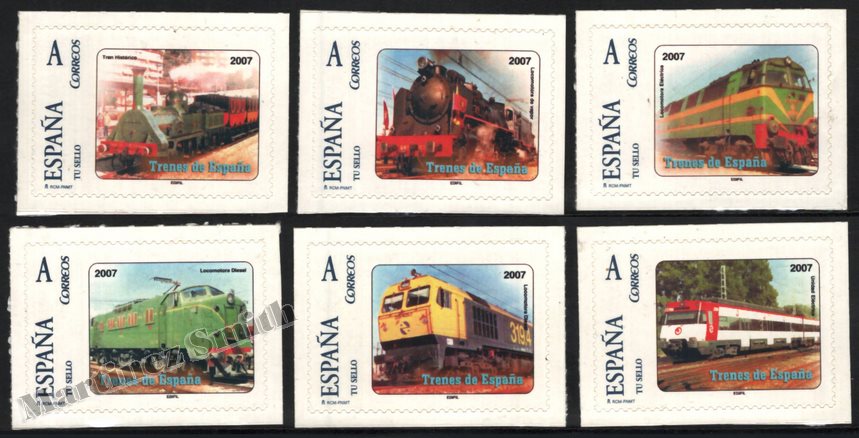 España 2007 Sellos Personalizados "Tu Sello" Edifil 10-15, Ferrocarriles Españoles - Trenes - Adhesivos - Nuevos