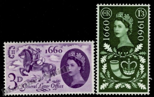 [gb_355-56] Grande Bretagne 1960 Yvert 355-56 Bureau de Poste Tricentenaire - MNH