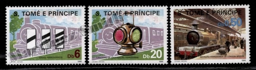 [st_846-48_xs] Sao Tomé & Príncipe 1986 Yvert 846-48, Trains & Railway Signs - MNH