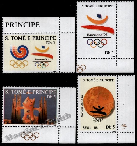 [st_931Q-31T-xs] Santo Tomé y Príncipe 1988 Yvert 931Q-31T, Juegos Olímpicos de Verano, Barcelona 1992 - MNH