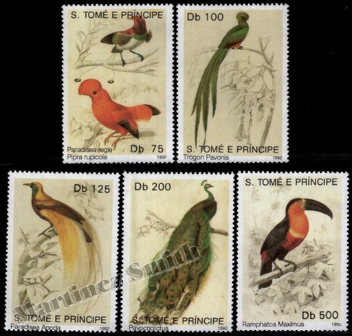 [st_1099-103_xs] Santo Tomé y Príncipe 1991 Yvert 1099-1103, Fauna, Aves, Pájaros - MNH