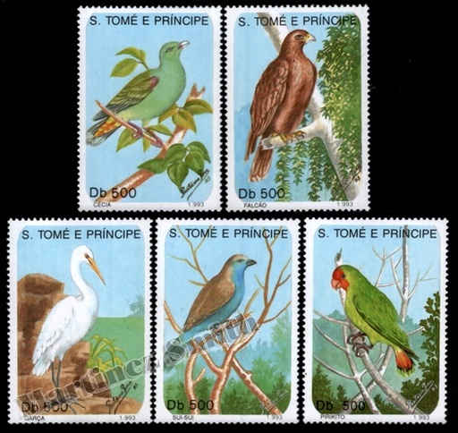 [st_1157-61] Santo Tomé y Príncipe 1993 Yvert 1157-61, Fauna, Aves, Pájaros - MNH