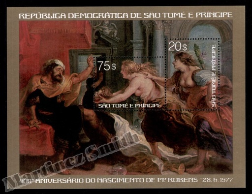 [st_hb2_M] Santo Tomé y Príncipe 1977 Yvert MS 2, Arte, 400º Aniv. nacimiento pintor Rubens - Hoja bloque - MNH