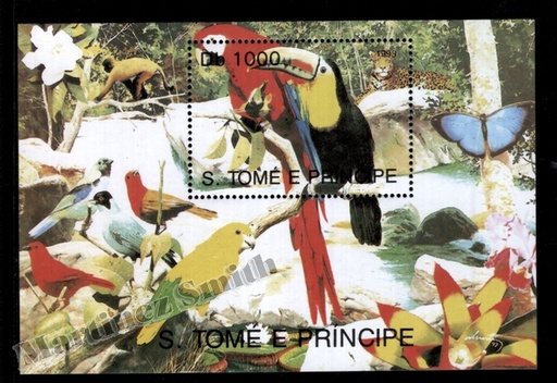 [st_hb141_M] Santo Tomé y Príncipe 1991 Yvert BF 141, Fauna, Aves, Pájaros - MNH