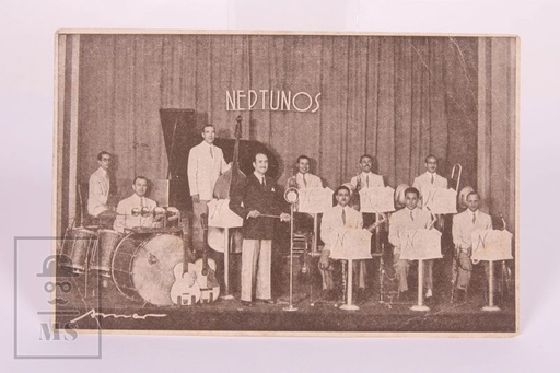 [CND71-090724-N010] Postal Promocional Orquesta Musical Los Neptunos Años 50 - Barcelona - Narciso Balaguer Música