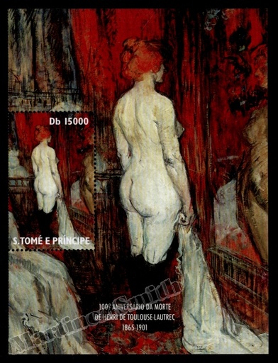 [st_hb185_clrj] Sao Tomé & Príncipe 2001 Yvert BF 185, Art, Centenary of the Death of Toulouse-Lautrec - Miniature Sheet - MNH