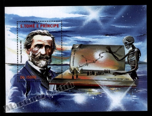 [st_hb-186_clrj] Santo Tomé y Príncipe 2001 Yvert BF 186, Música, Giuseppe Verdi - MNH