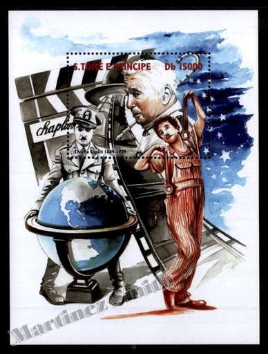 [st_hb188_clrj] Santo Tomé y Príncipe 2001 Yvert BF 188, Cine, Charlie Chaplin - MNH