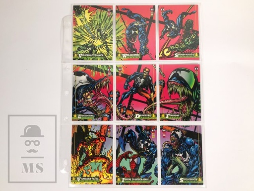 [A1-12_201124_SM_10-18] Conjunto de Cartas/ Trading Card Spider-Man Marvel Puzzle Venom 10 al 18 Fleer Corp. 1994